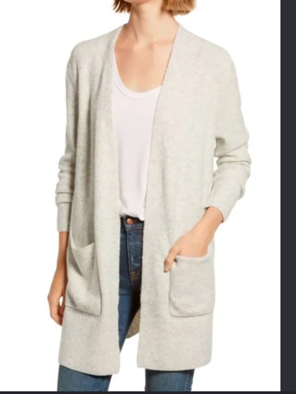 Madewell Kent Soft Wool Blend Long Cardigan Sweater Heather Oatmeal XL